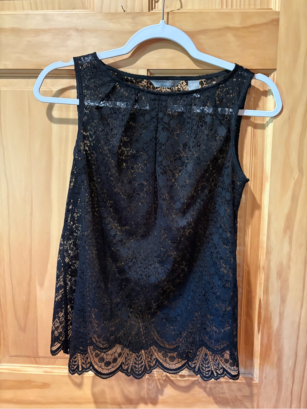 Liz Claiborne Petite sleeveless lace tank top black size 4